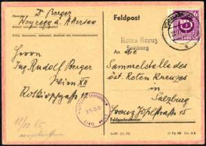 1945, Feldpostkarte aus Weyeregg gestempelt ... 