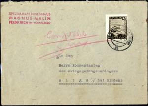 1946, Brief aus Feldkirch am 31.10. ans ... 