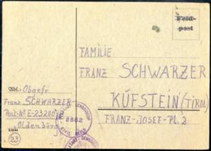 1945, Karte aus dem Lager Oldenburg, vom ... 