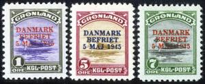 1945, DANMARK/BEFREIT, die 3 kleinen Werte, ... 