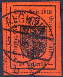 1918, III° tipo, 10 Heller rosso mattone, ... 
