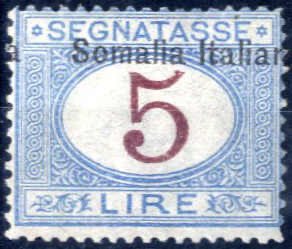 1906, Segnatasse 5 L. soprastampa spostata a ... 