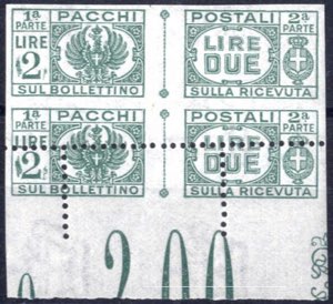 1945, Pacchi Postali 2 L. coppia verticale ... 