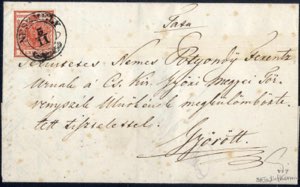 Neszmely 5.11. 1850, Brief mit 3 Kreuzer ... 