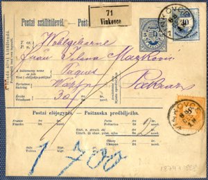 1888/92, 7 Paketbegleitadressen zu 5 Kr. mit ... 