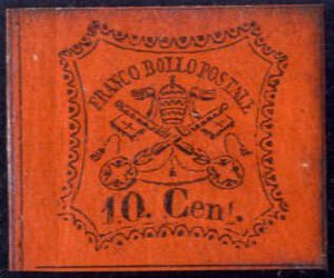 1867, stemma, 10 c. vermiglio arancio nuovo ... 
