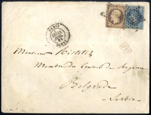 1868, Letter posted from Paris to ... 
