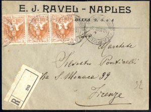 1919, raccomandata del 19.3.1919 da Napoli a ... 