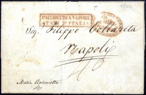 1842, lettera trasportata col Vapore Maria ... 