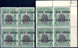 1918, Red Cross 2c. + 2 c. green , two ... 
