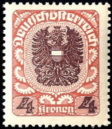 1920/21, 4 Kronen Freimarkenausgabe Wappen ... 