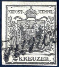 1850, Wappenzeichnung 2 Kr schwarz ... 