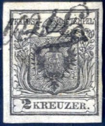 1850, Wappenzeichnung 2 Kr schwarz ... 