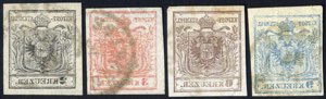 1850, Wappenzeichnung, 2+3+6+9 Kr auf ... 