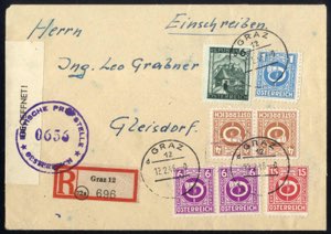 1946, eingeschriebener Brief von Graz am ... 