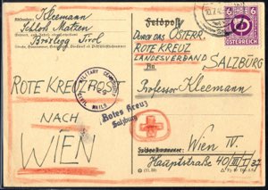 1945, Postkarte aus Brixlegg am 10.7. durch ... 