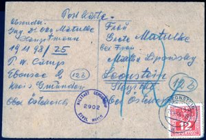 1945/46, Brief aus dem Camp Ebensee 2, vom ... 