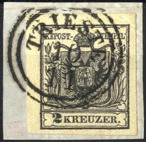 1851, 2 Kr. schwarz Type IIIa auf ... 