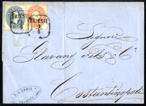 1863, 5 Kr. rot + 15 Kr. blau auf Brief vom ... 