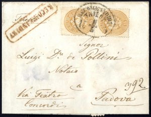 1863, Paar 15 Kr. braun gez. 14 vorder- und ... 