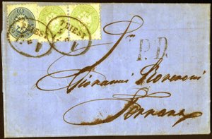 1865, Brief von Triest am 5.12. nach Ferrara ... 