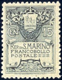 1910, 15 c. ardesia della serie Stemma, ... 