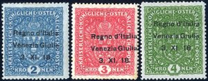 1918, francobolli dAustria 2 K. turchino, 3 ... 
