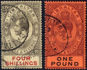 1912-24, four shillings black and carmine ... 
