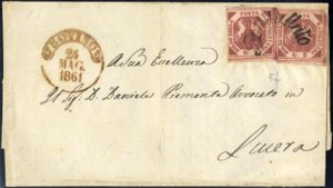 1861, lettera di due porti del 24.5.1861 da ... 