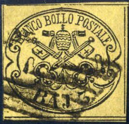 1852, 3 baj. giallo paglia usato con un ... 