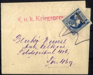 1918, Zeitungsschleife mit rotem Stempel ... 