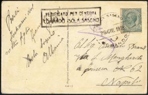 1918, cartolina affrancata da 5 c. con ... 
