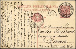 Villesse 1916, intero postale di 10 c. ... 