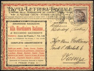1922, busta lettera postale affrancata 40 c. ... 