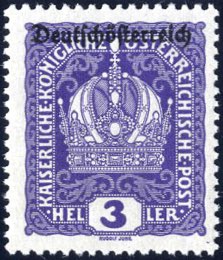 1919, 3 Heller dunkelviolett mit waagrechtem ... 