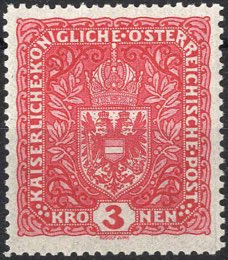 1917, Wappen 3 Kronen hellkarmin auf weißem ... 