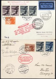 1930, zwei Zeppelinkarten befördert mit dem ... 