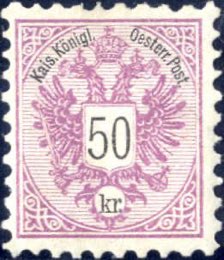 1883, 50 Kr. rotlila, BZ. 9 1/2, ... 