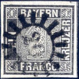 1849/50, 1 Kreuzer grauschwarz Platte 2, an ... 