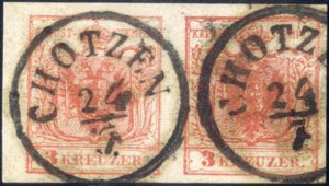 1850, 3 Kr. karminrot, MP Type IIIa + ... 