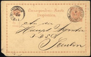 1892, Correspondenzkarte mit Werteindruck 2 ... 