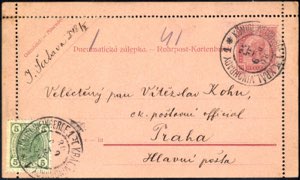 1908, Rohrpostkarte mit Werteindruck 30 H. ... 