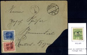 1918, lettera da Cardano per Rencio tassata ... 