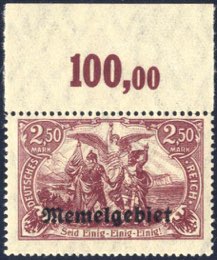 1920, 2,50 M bräunlichlila, Oberrandstück, ... 