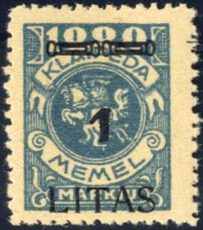 1923, Klaipeda, 1 L auf 1000 M grünlichblau ... 