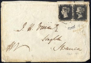 1840, 1 d penny black, letter to Swansea, ... 