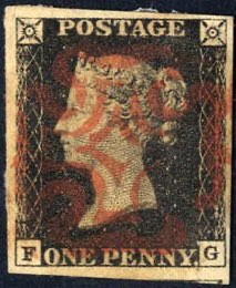 1840, 1 d penny black, lettered FG, large ... 