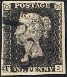 1840, 1 d penny black, lettered FJ, large ... 