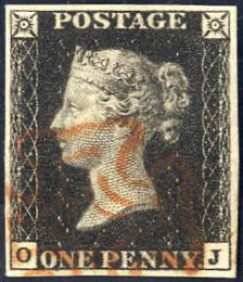 1840, 1 d penny black in a intenser shade, ... 