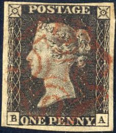 1840, 1 d penny black, lettered BA, large to ... 